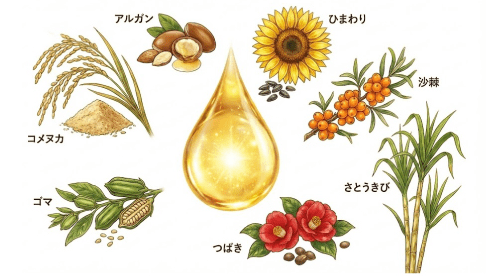 7種類のオイルの原料イメージ図