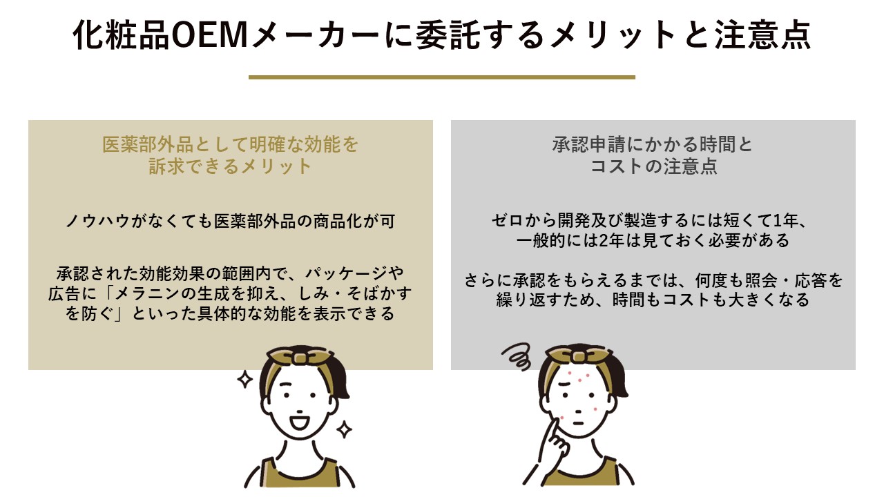 化粧品OEMメーカーに委託するメリットと注意点